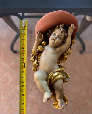 Conjunto 3 Figuras Resina Policromada Ángeles