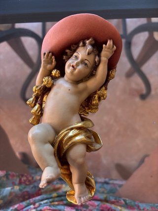 Conjunto 3 Figuras Resina Policromada Ángeles