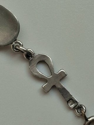 Pulsera Vintage Plata Egipto Ankh Escarabajo