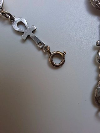 Pulsera Vintage Plata Egipto Ankh Escarabajo