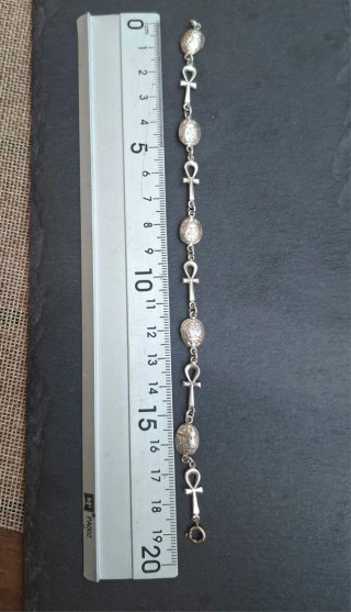 Pulsera Vintage Plata Egipto Ankh Escarabajo