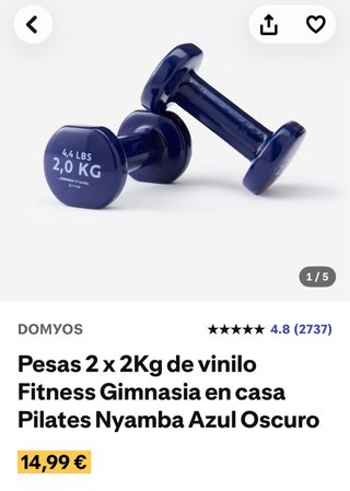 Pesas 2 kg Vinilo Azul Oscuro (2 unidades)