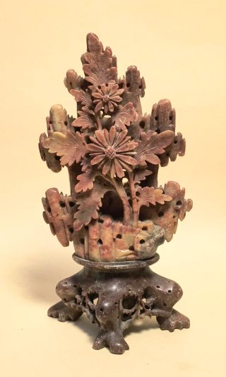 SCULTURA CINESE PIETRA SAPONARIA Rossa VINTAGE