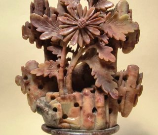 SCULTURA CINESE PIETRA SAPONARIA Rossa VINTAGE