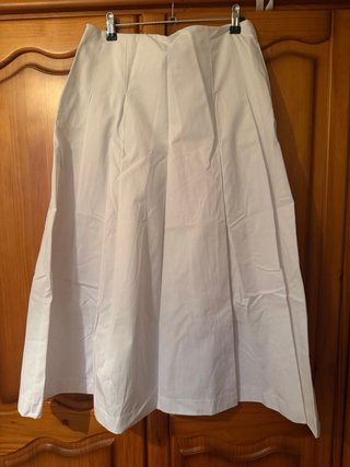 Falda midi Zara Talla S Blanca Popelín