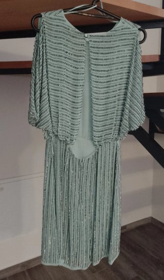 Vestido fiesta lentejuelas plateadas talla S