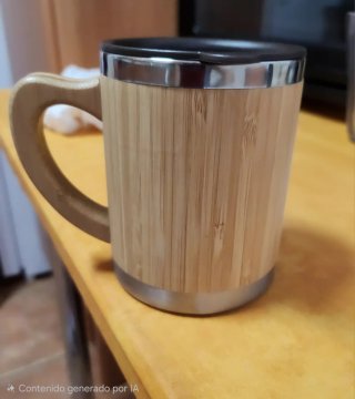 Taza Térmica Bambú y Acero 300ml Nueva