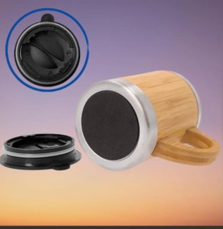 Taza Térmica Bambú y Acero 300ml Nueva