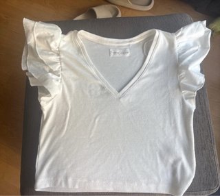 Top blanco con volantes Talla M