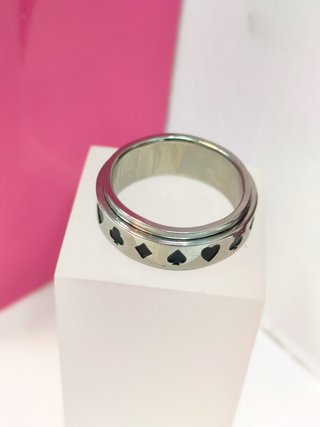Anillo acero plateado con diseño T20