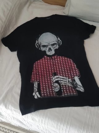 T-shirt Uomo Fantasia Teschio con Cuffie