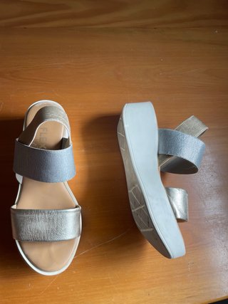 Sandalias doradas y plateadas