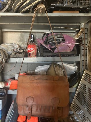 Mochila antigua maestro/a cuero