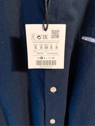 Camicia uomo Pull&Bear blu cotone e lino S