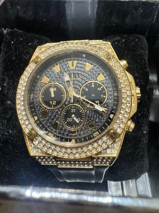 Reloj Guess Dorado y Negro con Cristales