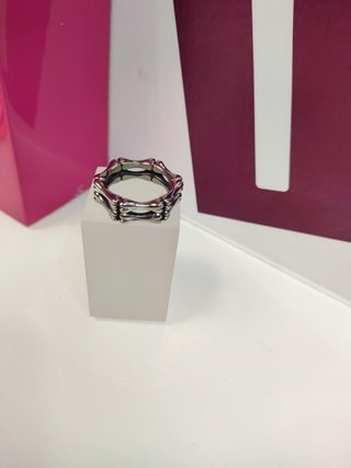 Anillo acero plateado hueso T23