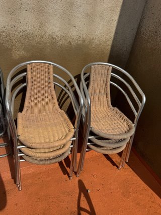 6 Sillas Terraza Aluminio y Ratán Sintético