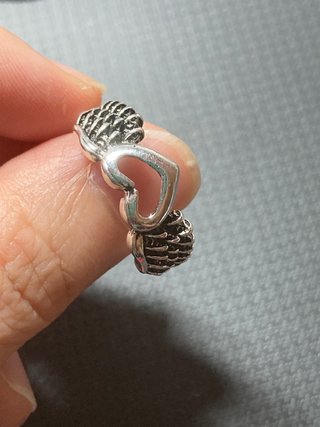 Anillo Corazón Alas Acero Plateado