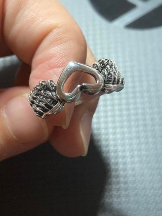 Anillo Corazón Alas Acero Plateado