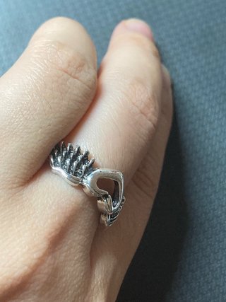 Anillo Corazón Alas Acero Plateado