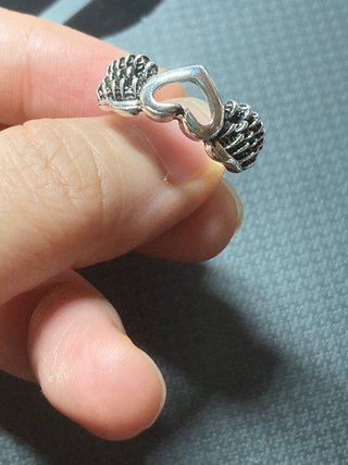 Anillo Corazón Alas Acero Plateado