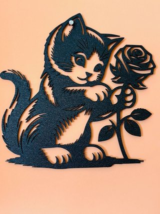 WAll Art Gattino con Rosa stampa 3D idea regalo