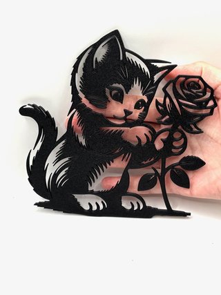 WAll Art Gattino con Rosa stampa 3D idea regalo