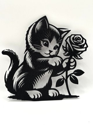 WAll Art Gattino con Rosa stampa 3D idea regalo