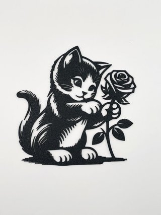 WAll Art Gattino con Rosa stampa 3D idea regalo