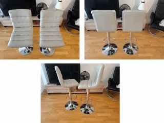 2 Sillones de Bar Beige y Plateado