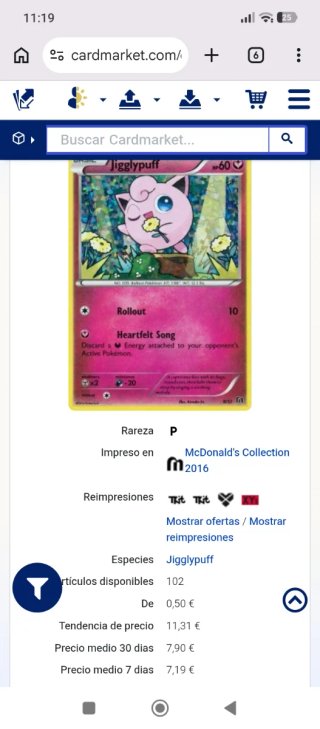 Juguetes y  cartas Pokémon McDonald's con carta TC