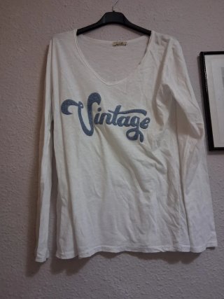 Maglietta a Manica Lunga Bianca Vintage