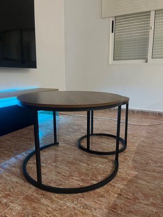 Conjunto 2 mesas centro madera y metal