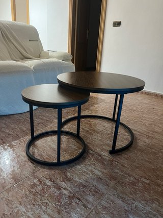 Conjunto 2 mesas centro madera y metal