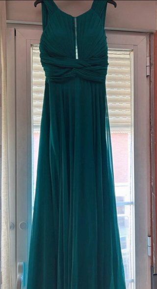 Vestido largo fiesta verde azulado