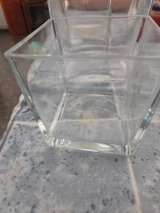 Juego de 3 macetas de cristal cuadradas