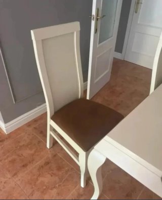 Conjunto mesa y 6 sillas comedor blancas