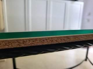 Mesa de forja con cristal y madera - 120x80cm