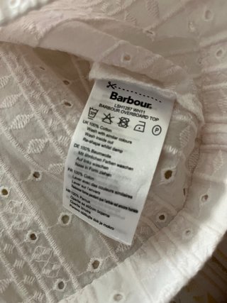 Blusa Barbour blanca bordada. Talla 42.