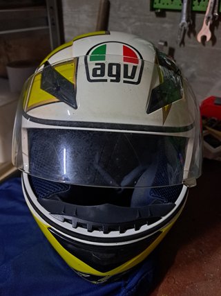Casco Moto AGV Blanco Negro Amarillo
