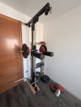 Equipo Gimnasio Casa: Polea, Barra y Discos