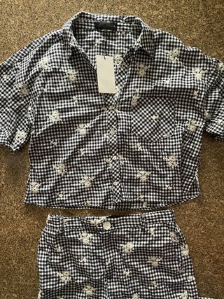 Camisa Zara cuadros vichy bordado