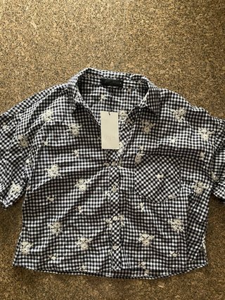 Camisa Zara cuadros vichy bordado