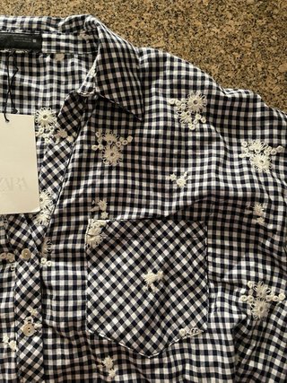 Camisa Zara cuadros vichy bordado