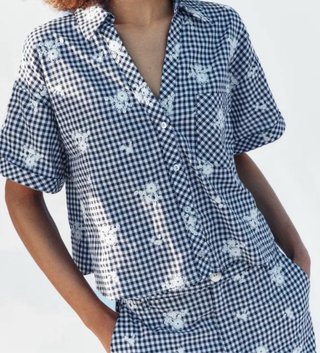 Camisa Zara cuadros vichy bordado