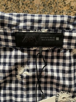Camisa Zara cuadros vichy bordado
