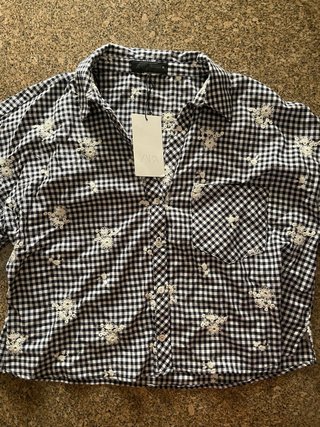 Camisa Zara cuadros vichy bordado