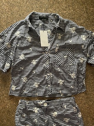Camisa Zara cuadros vichy bordado