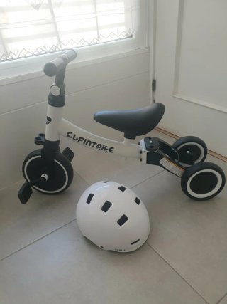 Triciclo y Casco Infantil Blanco