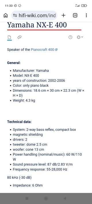 Altavoces Yamaha NX-E400 Negros